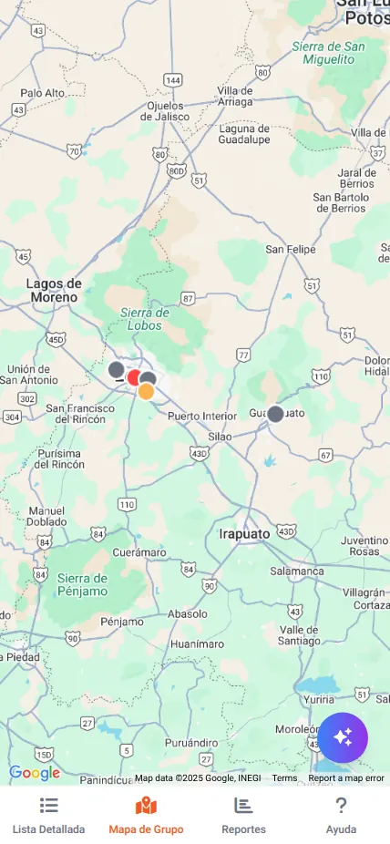 Mapa de grupo - Múltiples vehículos